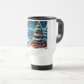 Weihnachtsbaum mit 8 bit und Weihnachtsmann Reisebecher (VorderseiteRechts)