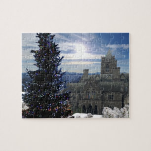 Weihnachtsbaum mit altem Kirchenpuzzle Puzzle