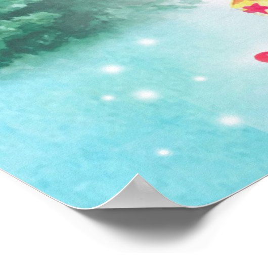 Weihnachtsbaum mit Aquarellfarben Poster (Ecke)