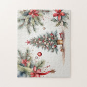 Weihnachtsbaum mit Aquarellfarben Puzzle (Vertikal)