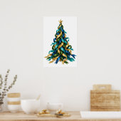 Weihnachtsbaum mit Bändern Poster (Küche)