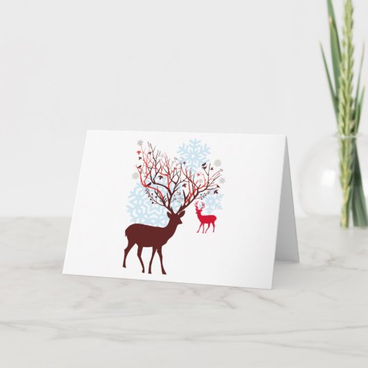 Weihnachtsbaum mit Baumzweigantlern Feiertagskarte (Vorderseite)