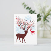 Weihnachtsbaum mit Baumzweigantlern Feiertagspostkarte (Stehend Vorderseite)