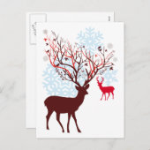 Weihnachtsbaum mit Baumzweigantlern Feiertagspostkarte (Vorne/Hinten)