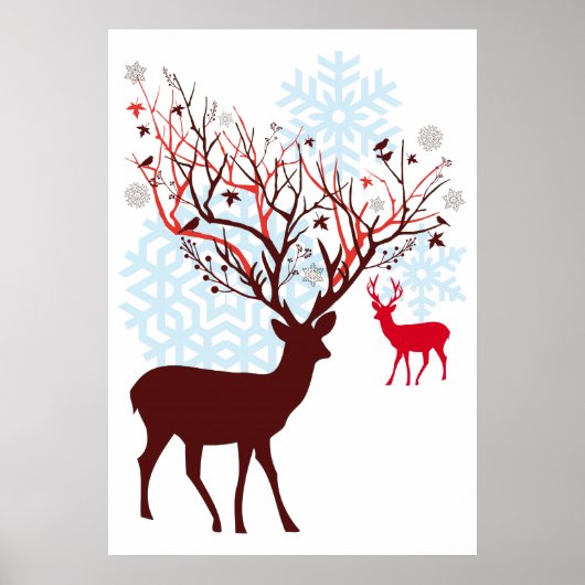 Weihnachtsbaum mit Baumzweigantlern Poster (Vorne)