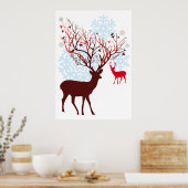 Weihnachtsbaum mit Baumzweigantlern Poster (Küche)