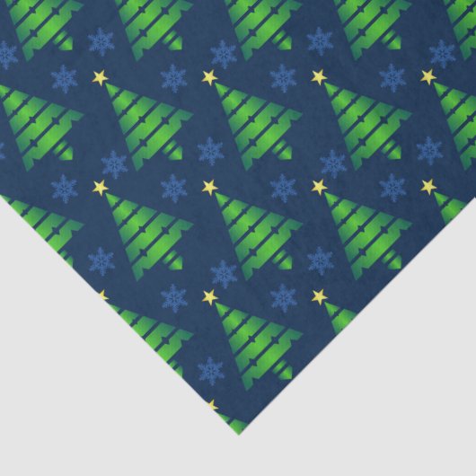 Weihnachtsbaum mit Blauer Schneeflocke und Hinterg Seidenpapier (Detail)