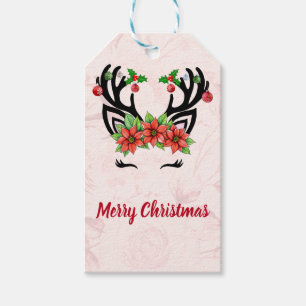 Weihnachtsbaum mit Blumengeschenk-Tag Geschenkanhänger
