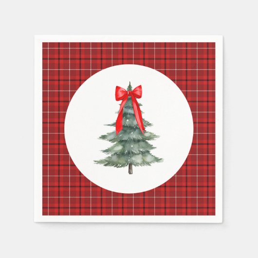 Weihnachtsbaum mit Bow und Kariert Serviette (Vorderseite)