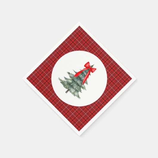 Weihnachtsbaum mit Bow und Kariert Serviette (Ecke)