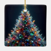 Weihnachtsbaum mit bunten Glasbaumchen Keramikornament (Rückseite)
