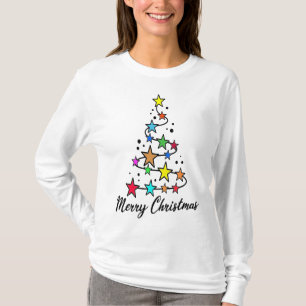 Weihnachtsbaum mit bunten Sternen T-Shirt