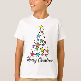 Weihnachtsbaum mit bunten Sternen T-Shirt