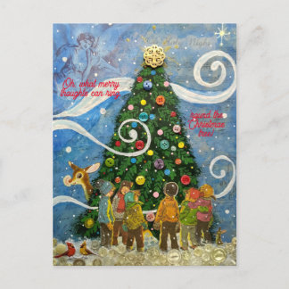 Weihnachtsbaum mit Carolers Postkarte