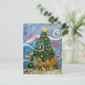 Weihnachtsbaum mit Carolers Postkarte (Stehend Vorderseite)