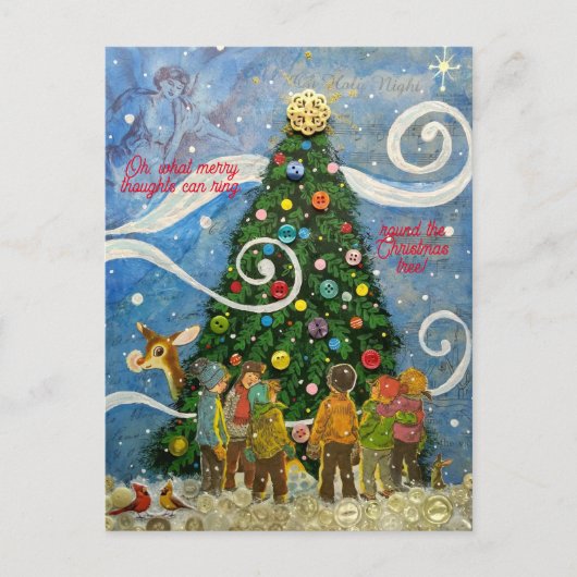 Weihnachtsbaum mit Carolers Postkarte (Vorderseite)