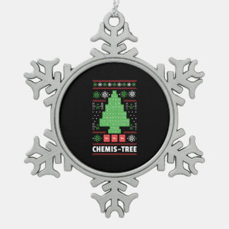 Weihnachtsbaum mit Chemie Schneeflocken Zinn-Ornament