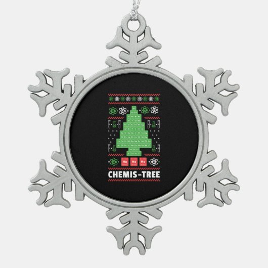 Weihnachtsbaum mit Chemie Schneeflocken Zinn-Ornament (Vorderseite)