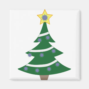Weihnachtsbaum mit Covid Molecules Magnet