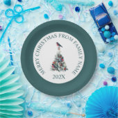 Weihnachtsbaum mit Dekoration und Roter Robin Pappteller (Party)