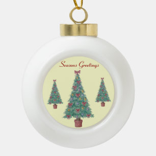 Weihnachtsbaum mit Dekorationen roten Bögen Glocke Keramik Kugel-Ornament