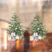 Weihnachtsbaum mit Dekorationen und Geschenken Fensteraufkleber (Blatt 2)