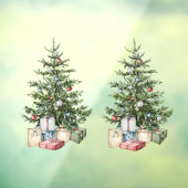 Weihnachtsbaum mit Dekorationen und Geschenken Fensteraufkleber (Blatt 3)