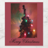 Weihnachtsbaum mit farbenfrohen Lichtern Weinsiege Weinetikett (Einzelnes Label)