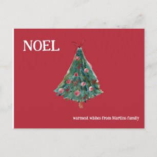 Weihnachtsbaum mit festem Aquarell Postkarte