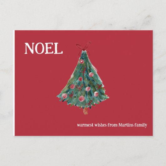 Weihnachtsbaum mit festem Aquarell Postkarte (Vorderseite)