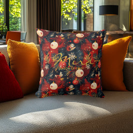 Weihnachtsbaum mit festem Design und Zitat Kissen