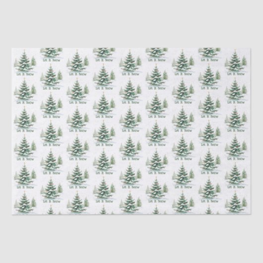 Weihnachtsbaum mit festlichem Schnee zum Schnee Seidenpapier (Vorderseite)