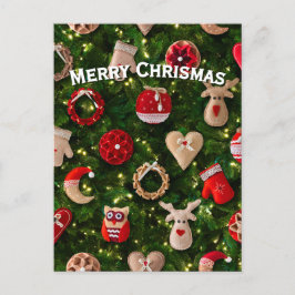 Weihnachtsbaum mit Filzspielzeug Feiertagspostkarte