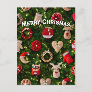Weihnachtsbaum mit Filzspielzeug Feiertagspostkarte