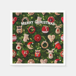 Weihnachtsbaum mit Filzspielzeug Serviette