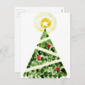 Weihnachtsbaum mit Fingern gemalt Feiertagspostkarte (Vorne/Hinten)