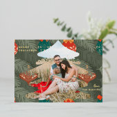 Weihnachtsbaum mit Foil-Text Folien Feiertagskarte (Stehend vorne)