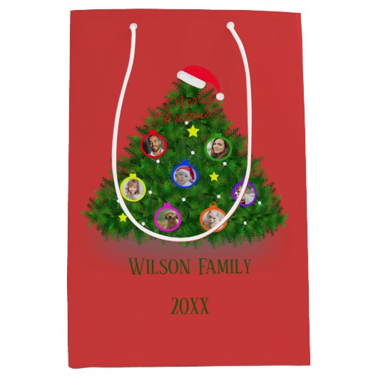 Weihnachtsbaum mit Fotos Mittlere Geschenktüte (Vorderseite)