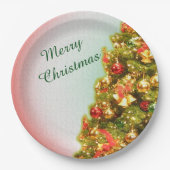 Weihnachtsbaum mit fröhlichem Weihnachtstext Pappteller (Vorderseite)