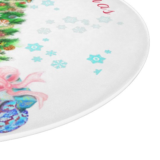 Weihnachtsbaum mit Geschenk Schneidebrett (Ecke)