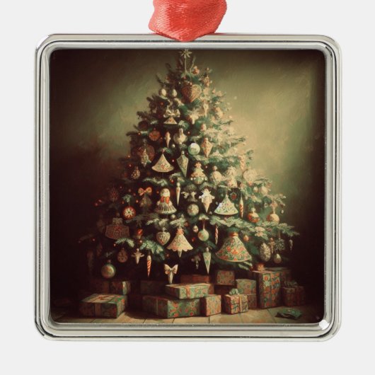 Weihnachtsbaum mit Geschenken Boho Xmas Urlaub Ornament Aus Metall (Vorne)