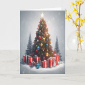 Weihnachtsbaum mit Geschenken Feierlich Karte (Gelbe Blume)