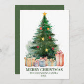 Weihnachtsbaum mit Geschenken Feiertagskarte (Vorne/Hinten)