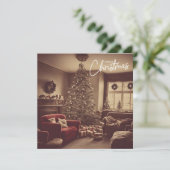 Weihnachtsbaum mit Geschenken Feiertagskarte (Stehend Vorderseite)