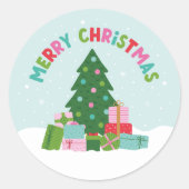 Weihnachtsbaum mit Geschenken in Aqua Blau Runder Aufkleber (Vorderseite)