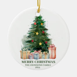 Weihnachtsbaum mit Geschenken Keramik Ornament