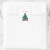 Weihnachtsbaum mit Geschenken Quadratischer Aufkleber (Tasche)