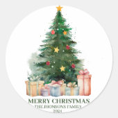 Weihnachtsbaum mit Geschenken Runder Aufkleber (Vorderseite)