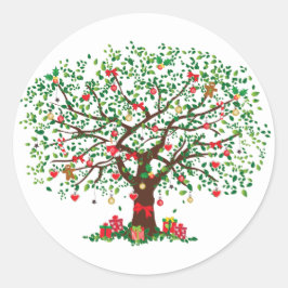 Weihnachtsbaum mit Geschenken Runder Aufkleber