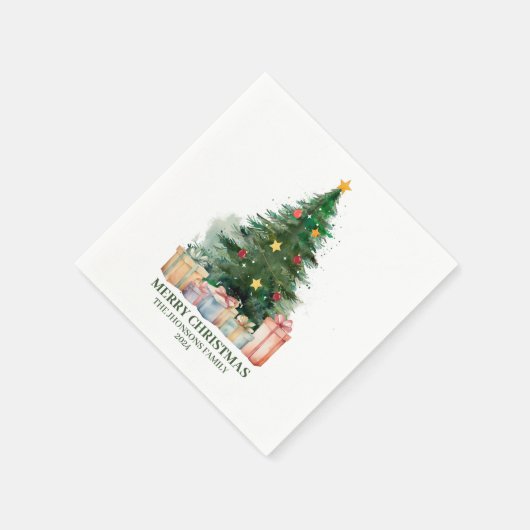 Weihnachtsbaum mit Geschenken Serviette (Ecke)